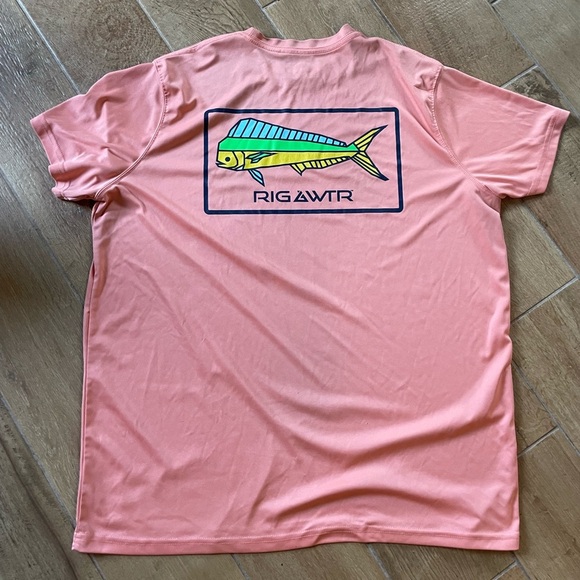 Rig and Water Pink/Coral Short Sleeve Polyester Fishing Shirt Men's XL - Picture 5 of 8